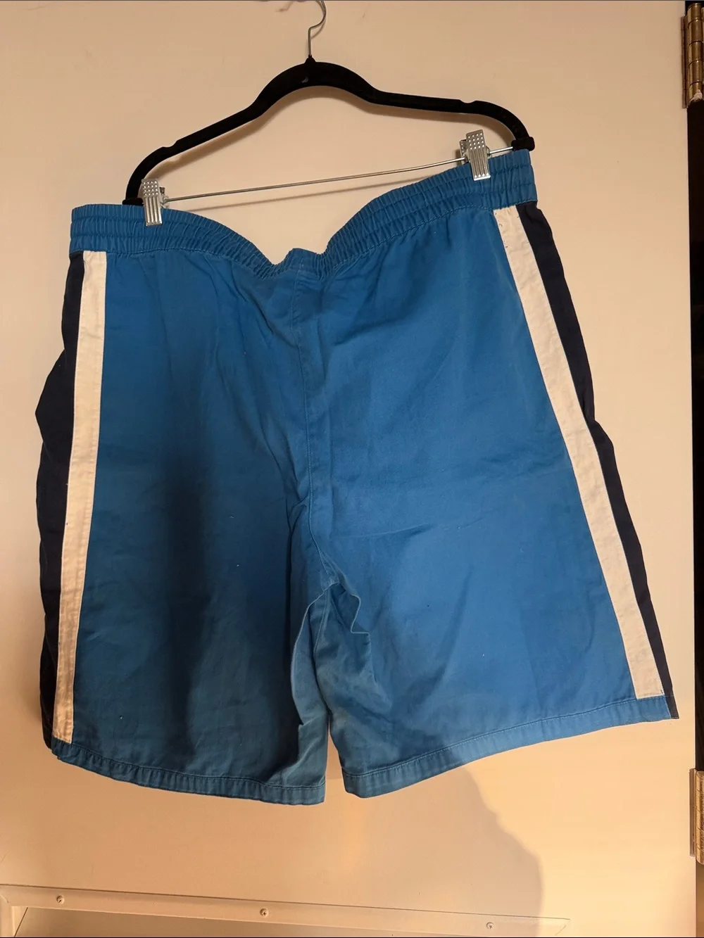 Nike Blue Shorts with Navy Panels and White Stripes